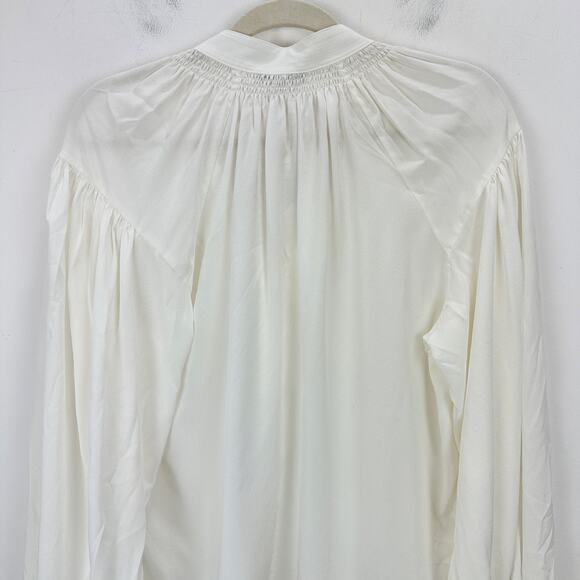 Madewell Shirred Long Sleeve Top Blouse Silk Lightweight Winter White Medium NWT - Picture 14 of 16